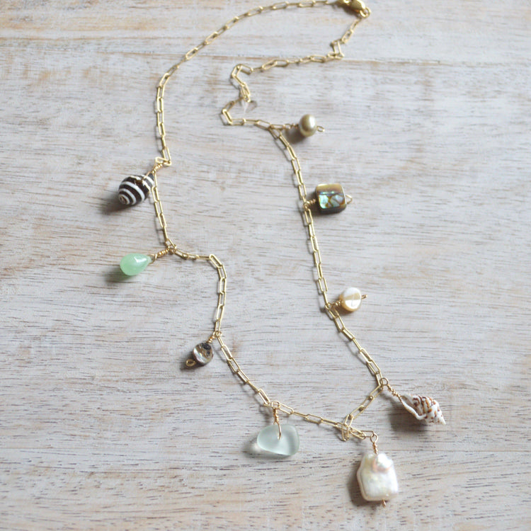 Ocean Charm Necklace in Gold