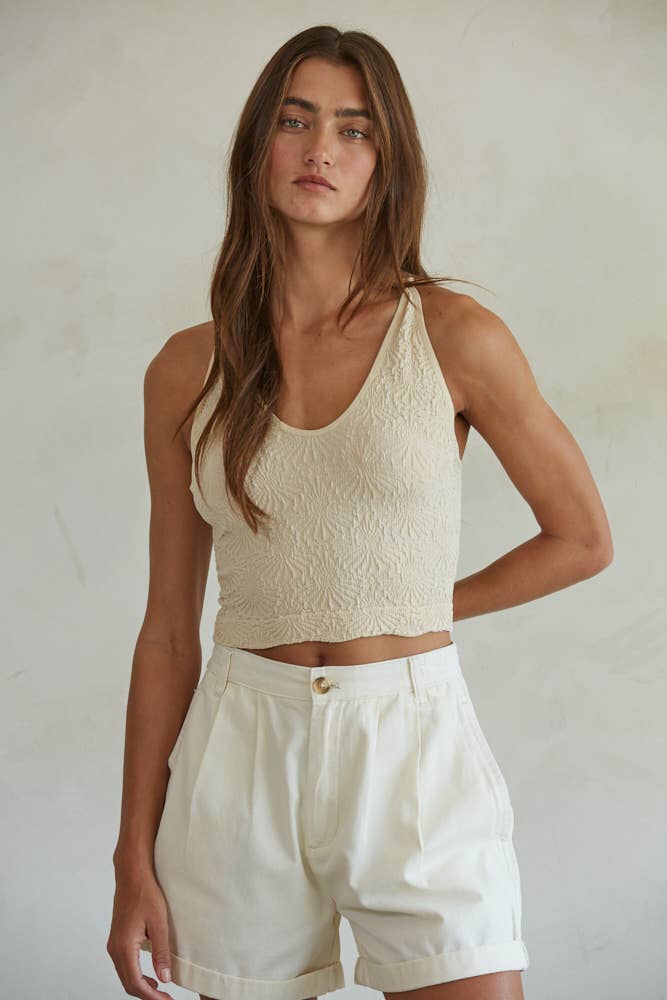 Knit Modal Nylon Spandex Seamless Jacquard Tank