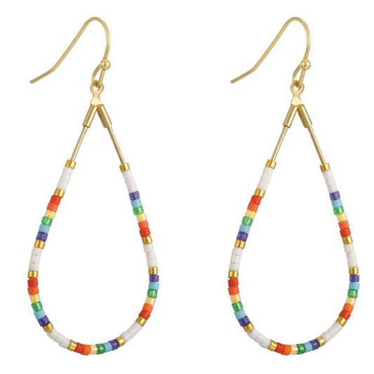 Miyuki Delica Teardrop Earrings: Multi Bright