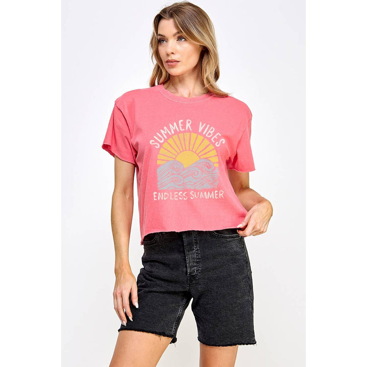SUMMER VIBES GRAPHIC CROP TOP