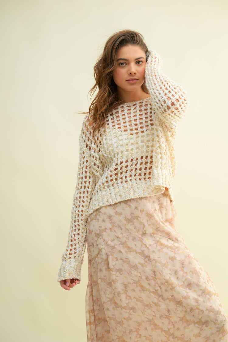 OPEN WEAVED LIGHTWEIGHT SWEATER