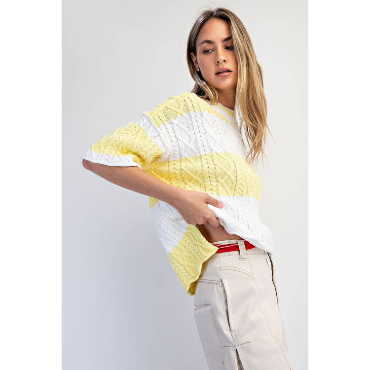 OVERSIZED WIDE STRIPE SWEATER TOP