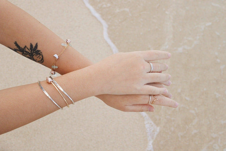 Puka Shell & Sea Foam Glass Chain Bracelet