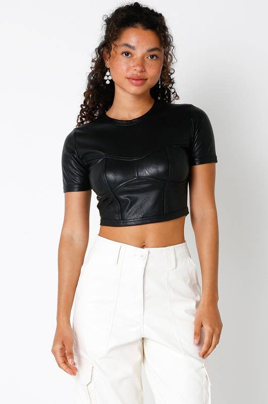 Finley PU Crop Top