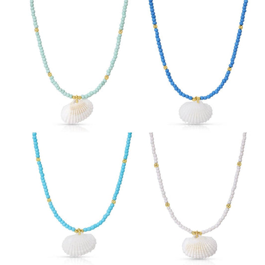 Assorted Seed Bead Necklaces with Shell Pendant