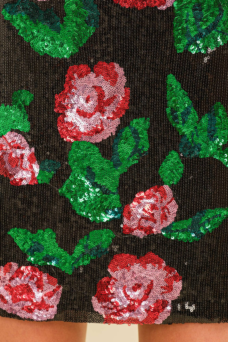 FLOWER SEQUIN MINI SKIRT