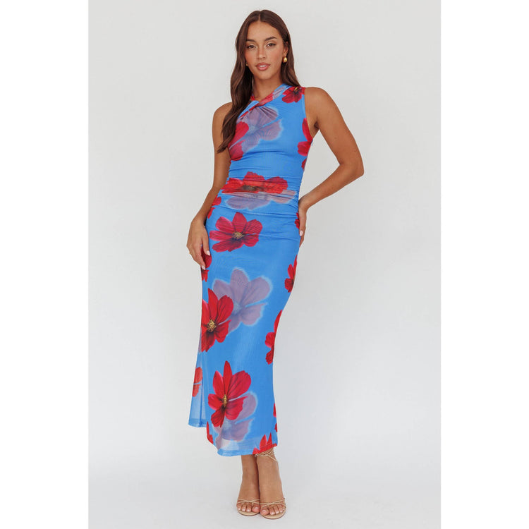 FLORAL HALTER MERMAID DRESS
