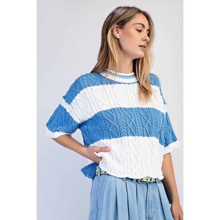 OVERSIZED WIDE STRIPE SWEATER TOP