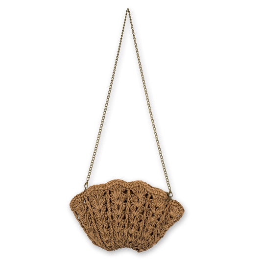 Tan, Paper Stra /Poly Cord Shoulder Tote