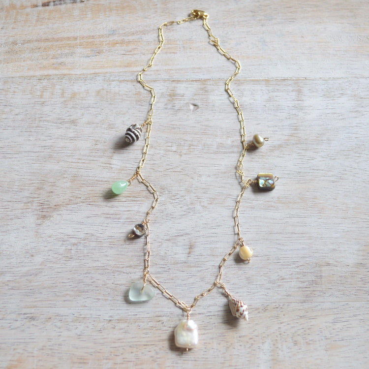 Ocean Charm Necklace in Gold