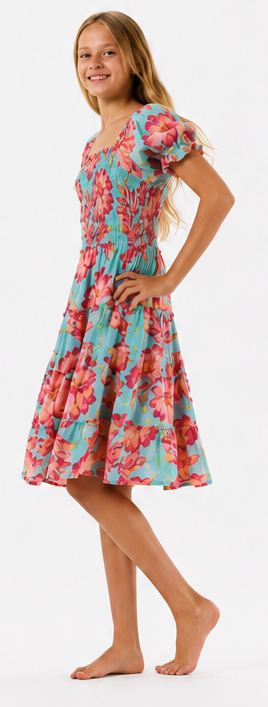 Kids Makaha Dress - Seychelles Turquoise
