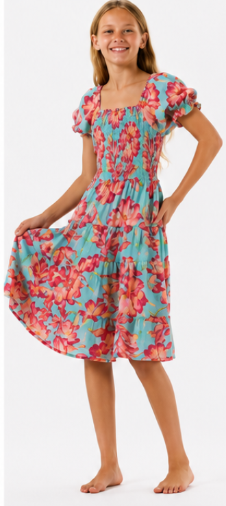 Kids Makaha Dress - Seychelles Turquoise