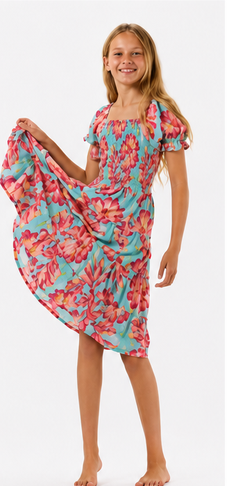 Kids Makaha Dress - Seychelles Turquoise