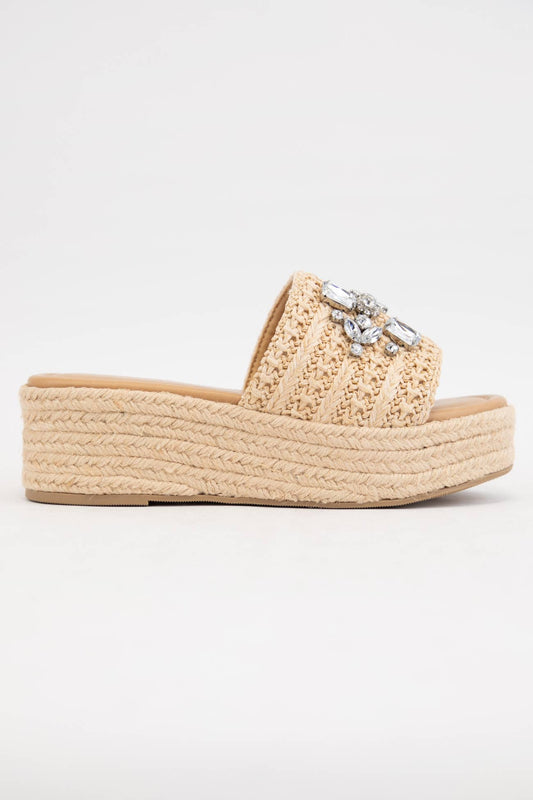 Rhinestone Monaco Embellished Raffia Sandal