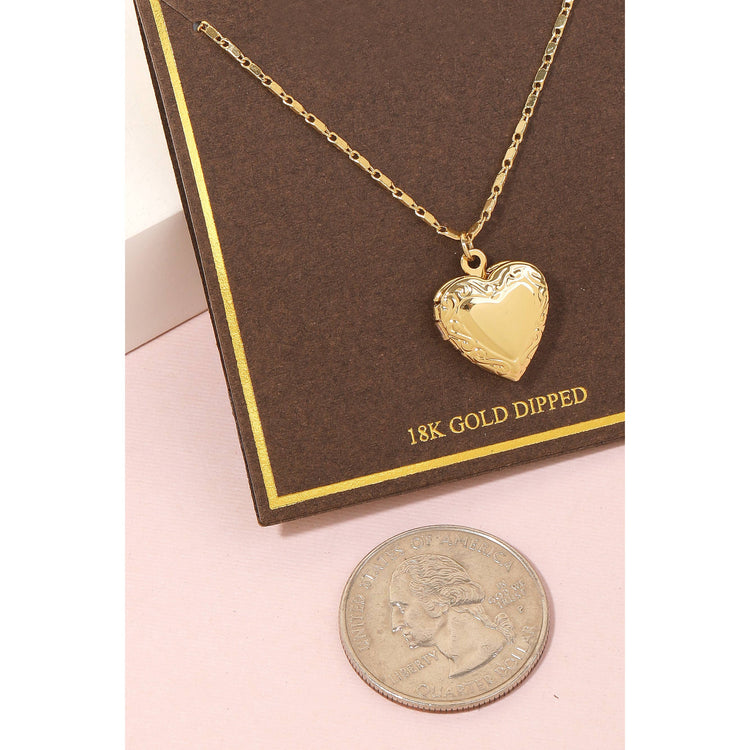Gold Dipped Locket Heart Pendant Necklace