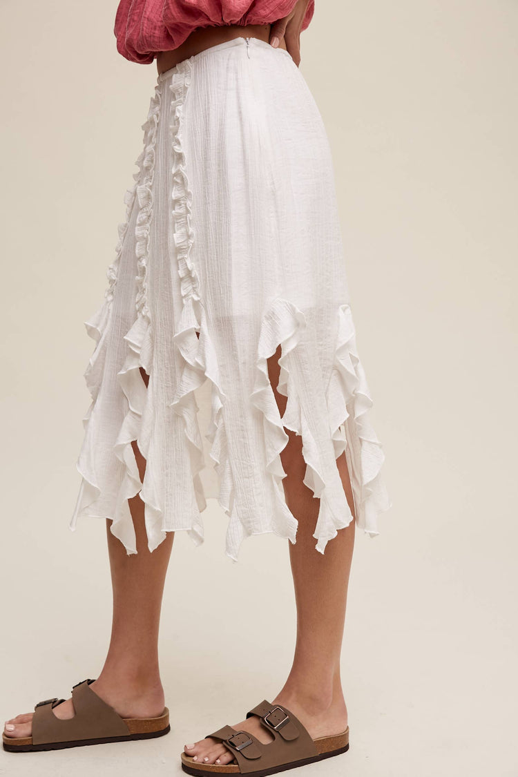 Ruffled Asymmetrical Skirt with Lining