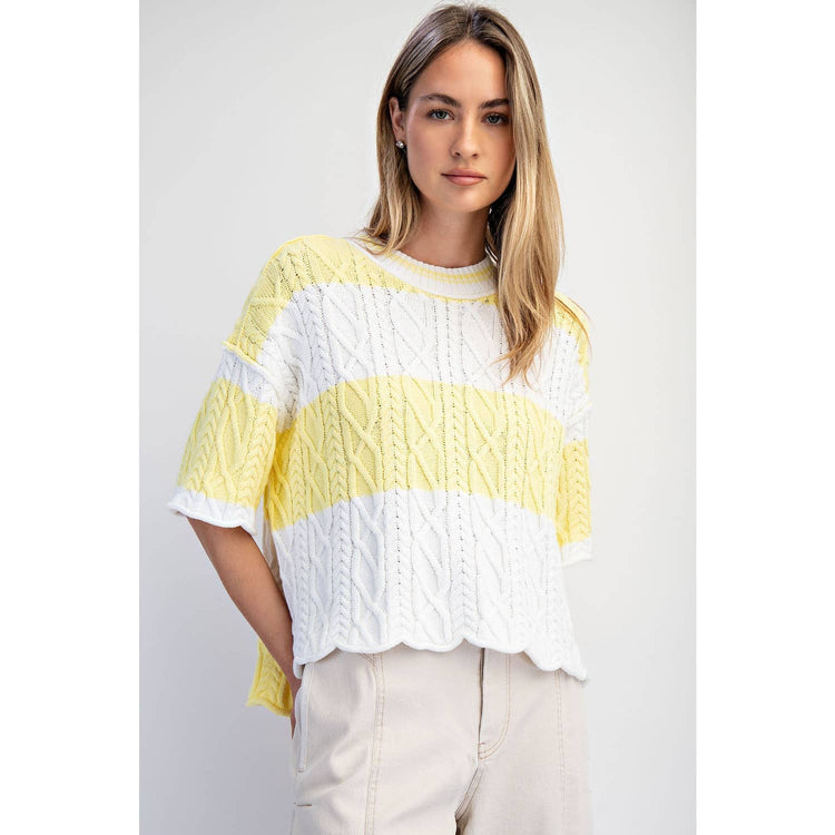 OVERSIZED WIDE STRIPE SWEATER TOP