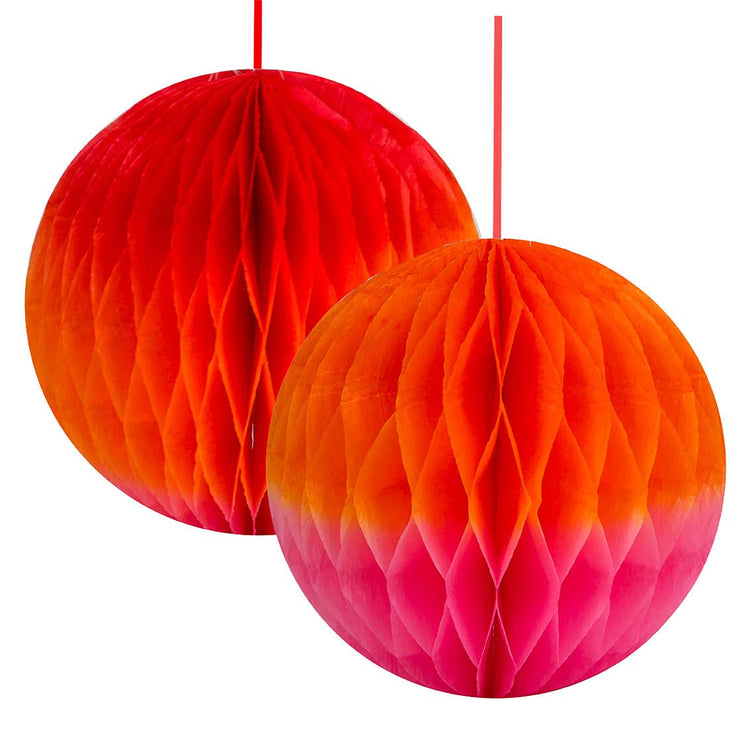 Orange & Pink Paper Decorations | 2 Pack | Fall Décor |