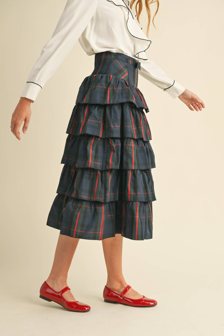 Plaid Tiered Skirt