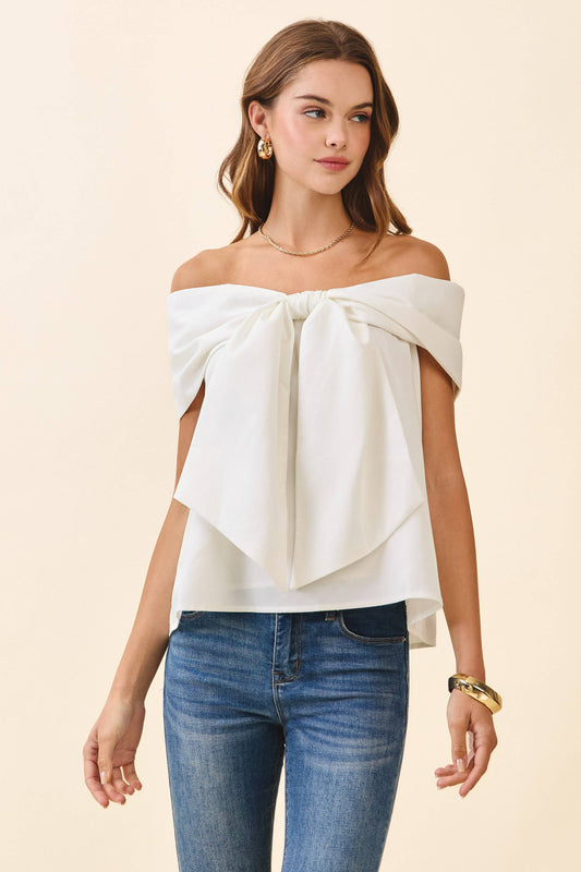 Bow Accented Off The Shoulder Top