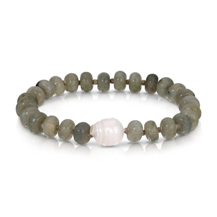 Stone Bracelet with Large Baroque Pearl