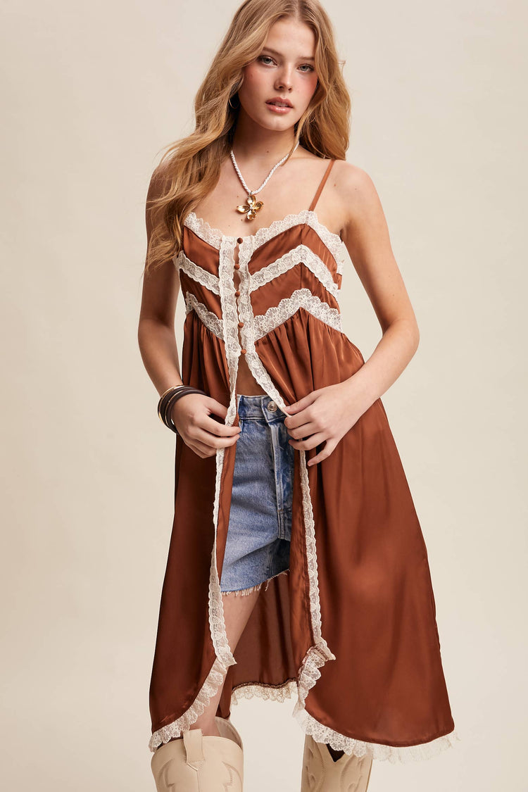 Lace Trim Maxi Cami Top