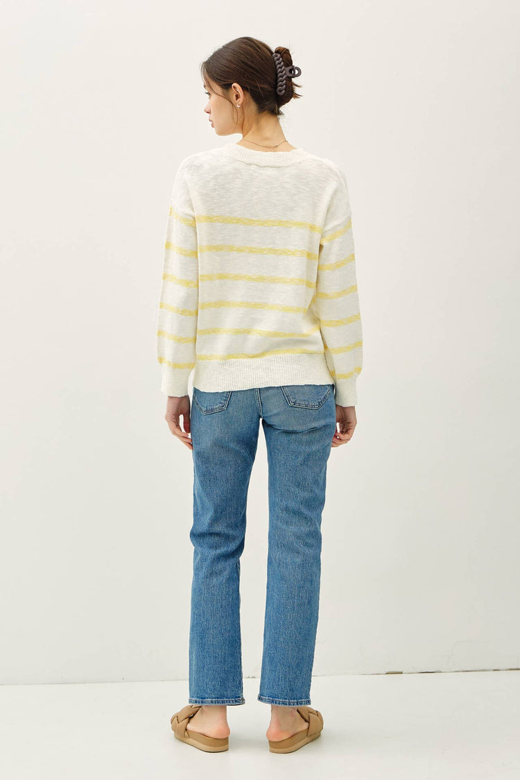 HEATHER STRIPED LONG SLEEVE SWEATER