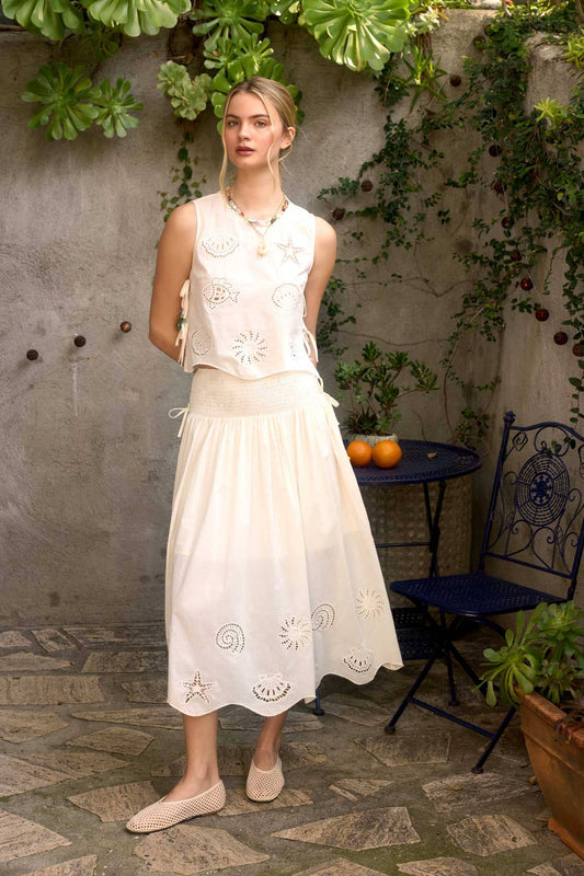 NAUTICAL EYELET SIDE TIE DETAIL SLEEVELESS TOP