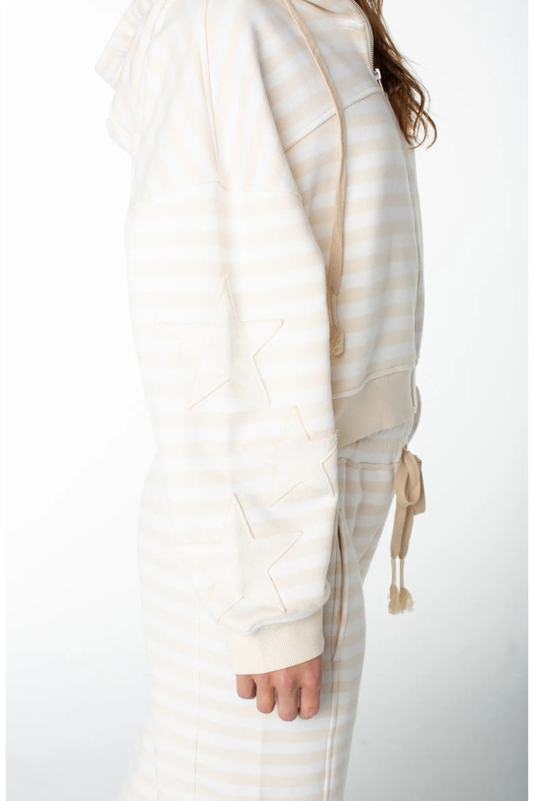 Fringing Reefs Stripe Hoodie - Parchment Freebird Stripe
