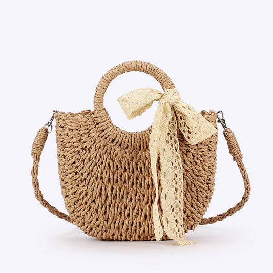 Paper Straw Bow detail bag