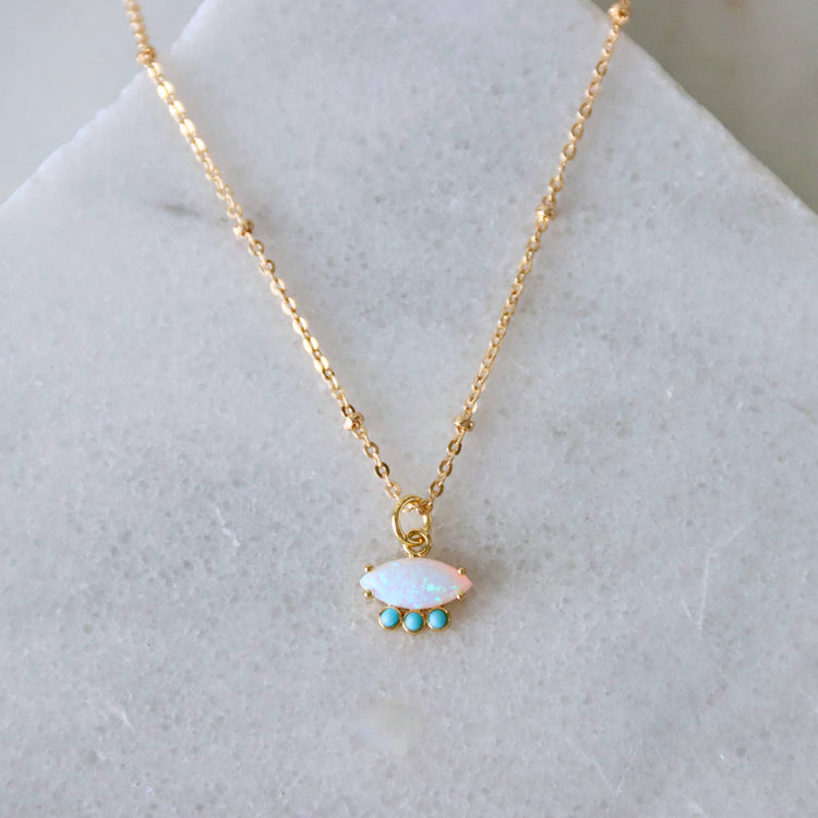 Opal and Turquoise Evil Eye Necklace