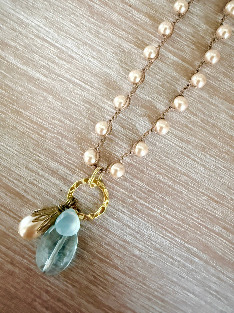 Champagne Bauble Necklace with Faceted Quartz & Chalcedony