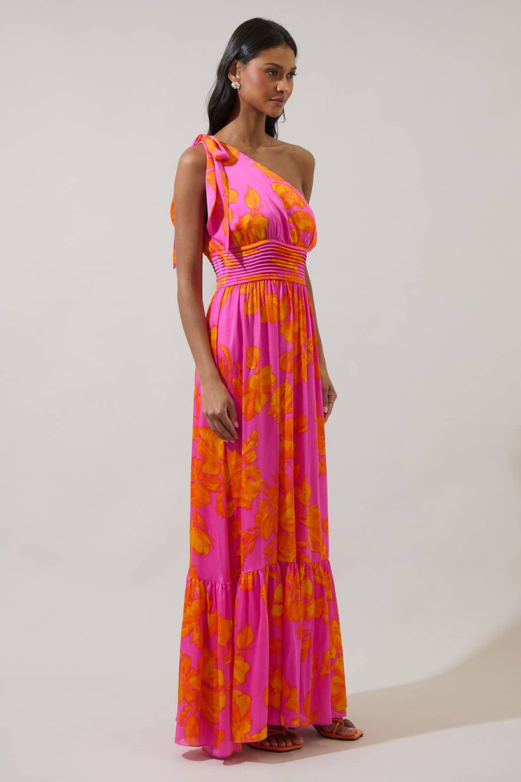 Pacey Floral Bayou One Shoulder Maxi Dress
