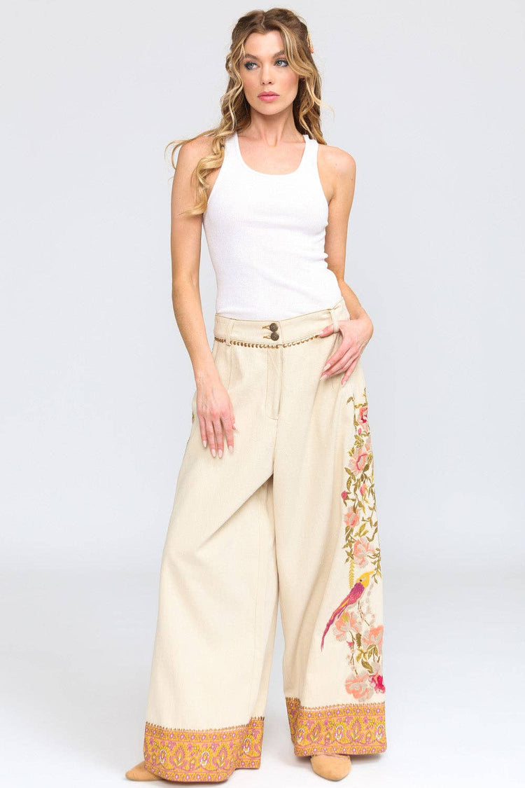 Time To Shine Denim Pants | Wide Leg Pants | Floral Pants