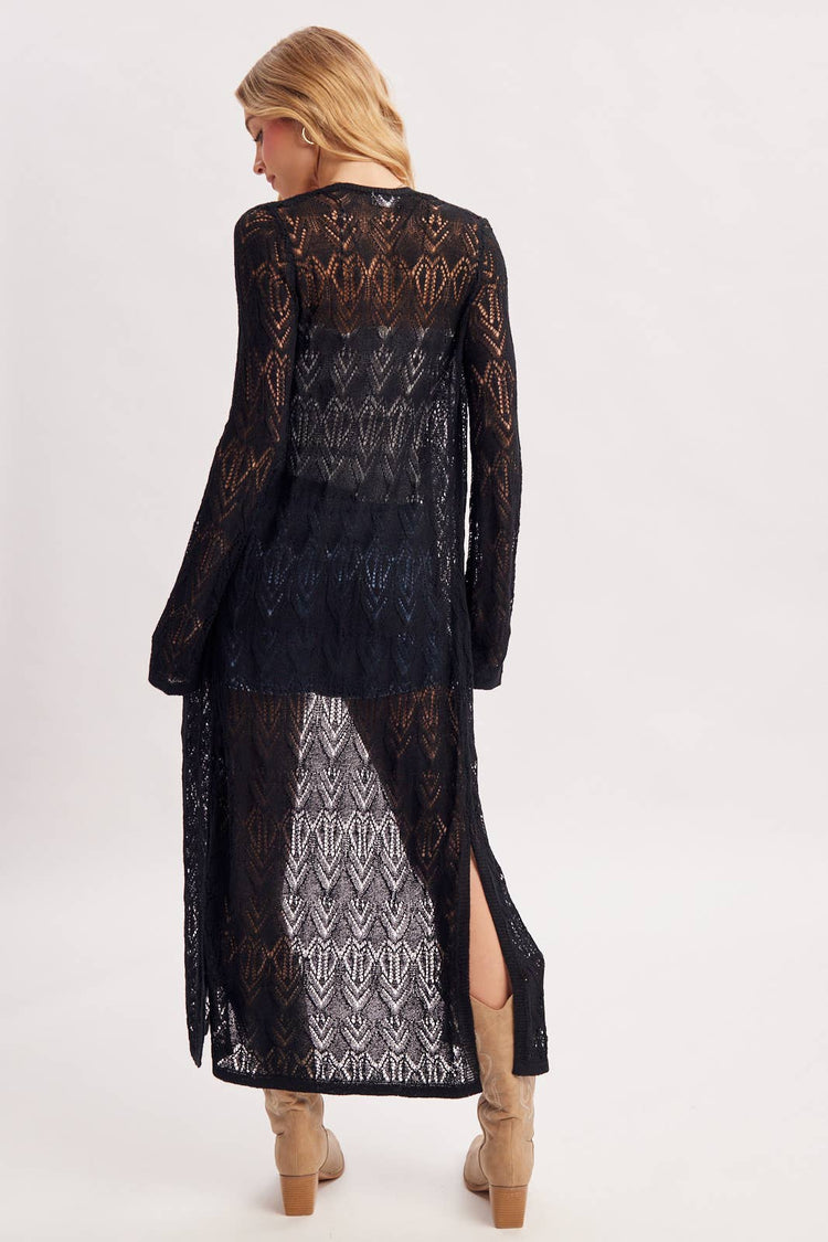 OPEN-KNIT MAXI LONGLINE CARDIGAN