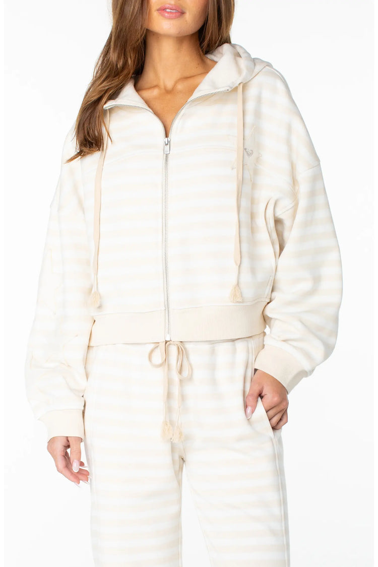 Fringing Reefs Stripe Hoodie - Parchment Freebird Stripe