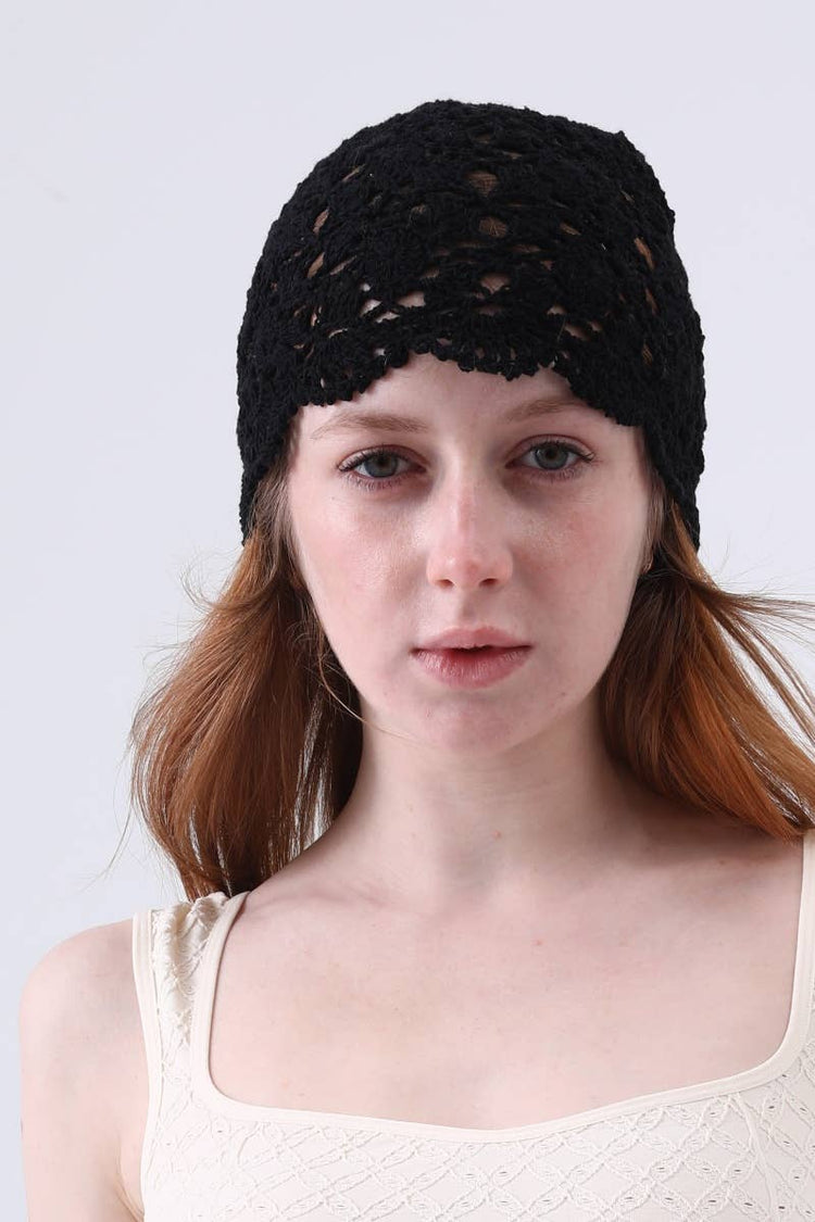 Crochet Lace Beanie – Handmade Open Knit Cap