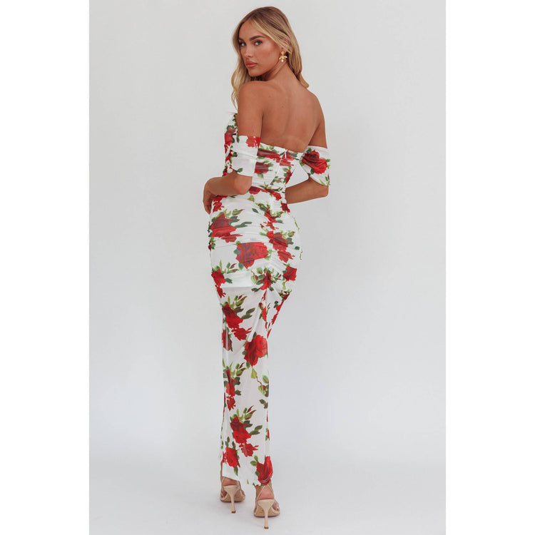 OFF SHOULDER FLORAL MAXI DRESS