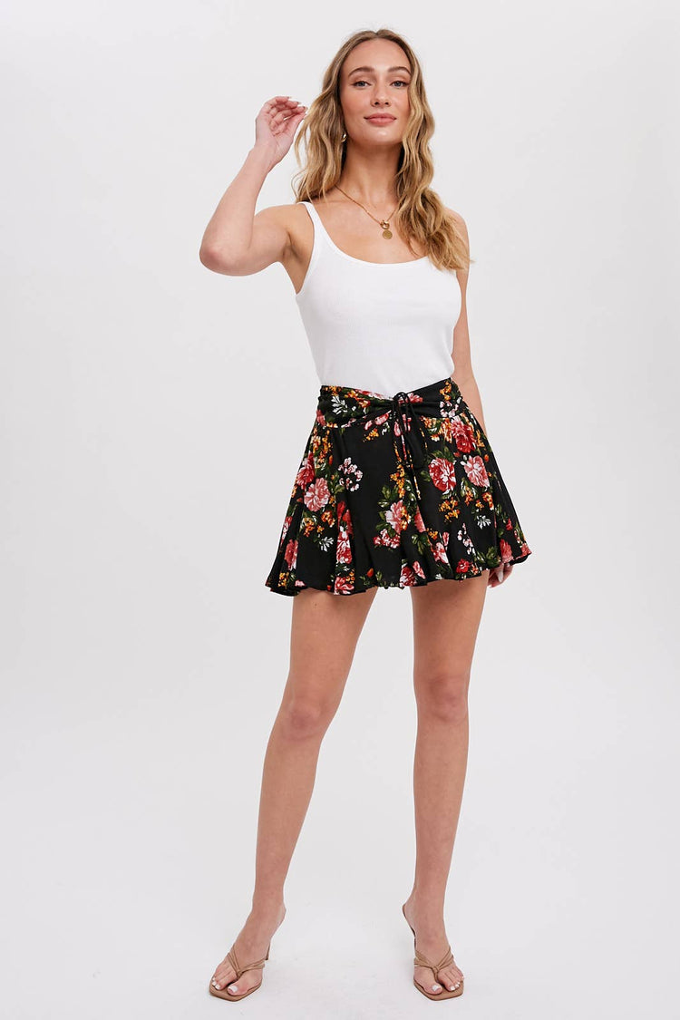 Floral Print Mini Skort