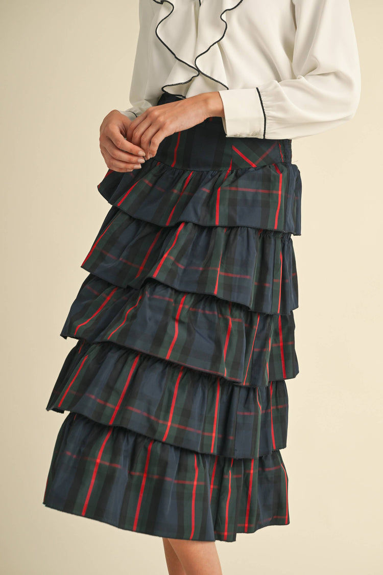 Plaid Tiered Skirt