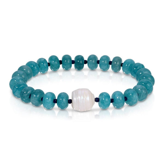 Stone Bracelet with Large Baroque Pearl