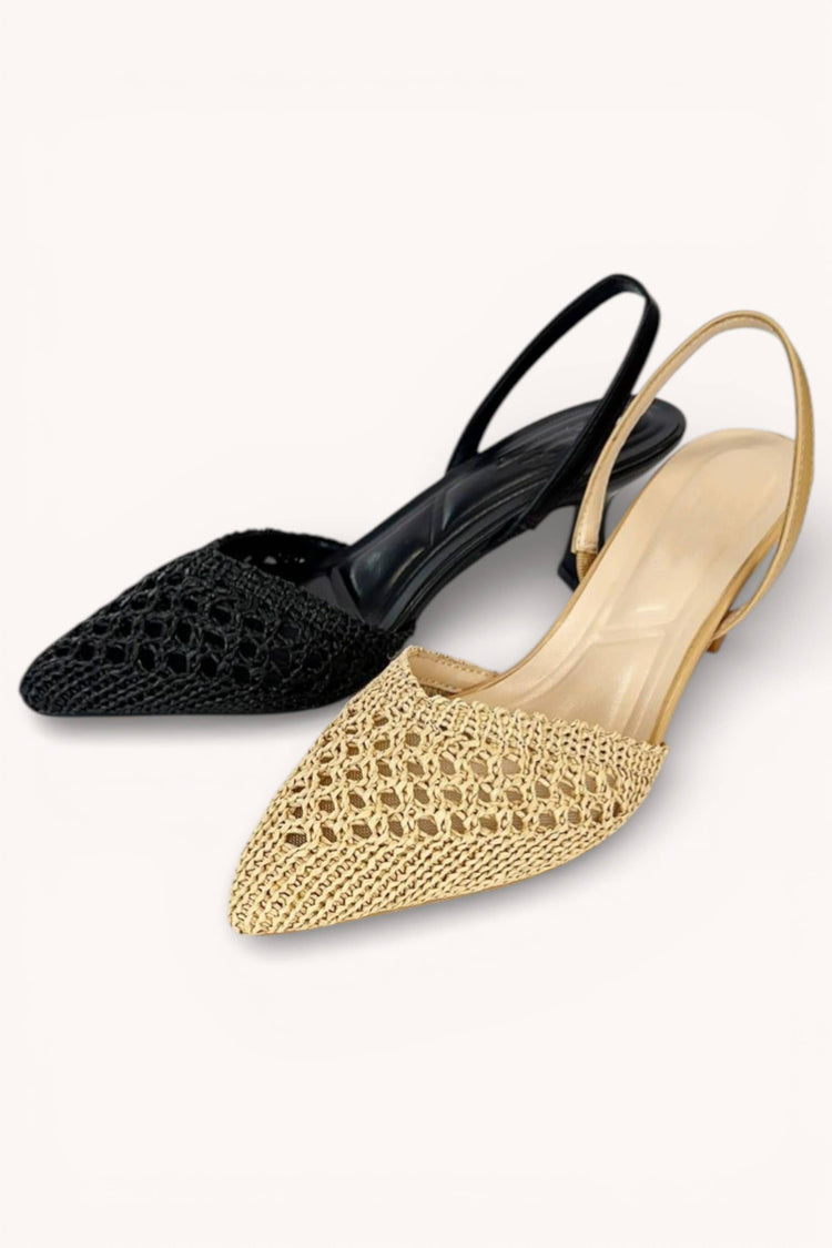 KNITTED-35 BREATHABLE WOVEN UPPER POINTED-TOE SLINGBACK KITT