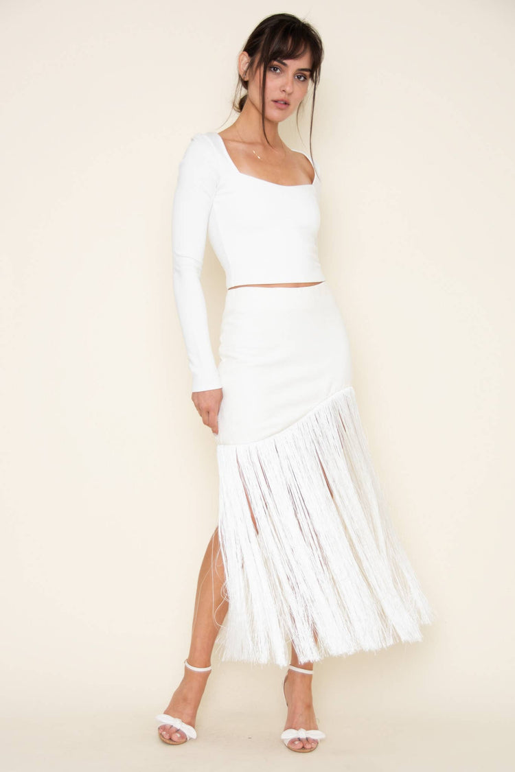 Fringe Maxi Skirt