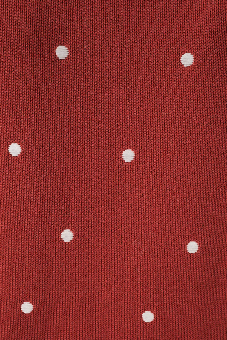 Embroidered Polka Dot Short Puff Sleeve Knit Sweater