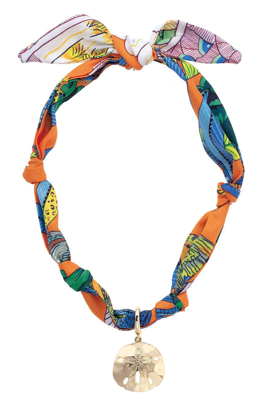 Jeanie Sand Dollar Scarf Necklace in Multi