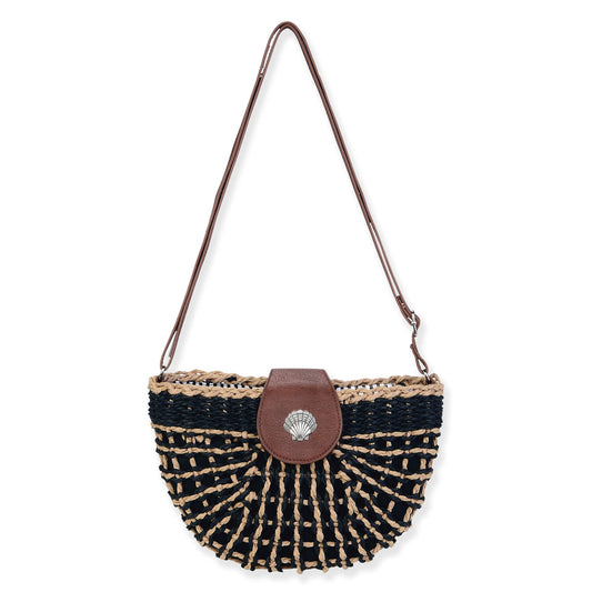 Black, Paper Straw Crossbody | CE6736 B