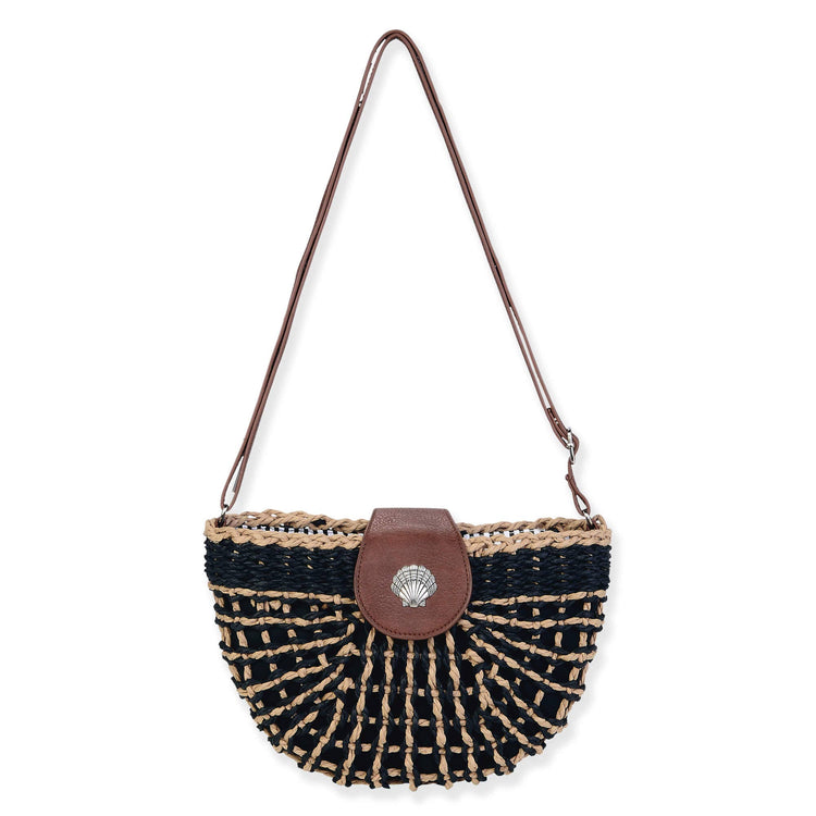 Black, Paper Straw Crossbody | CE6736 B