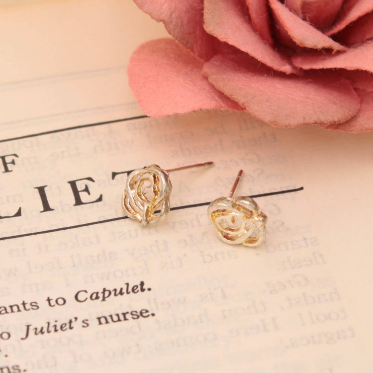 Literary Quotes Gold Rose Post Earrings
