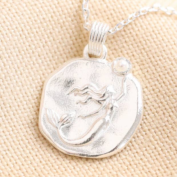 Mermaid Coin Pendant Necklace Gold/ Silver