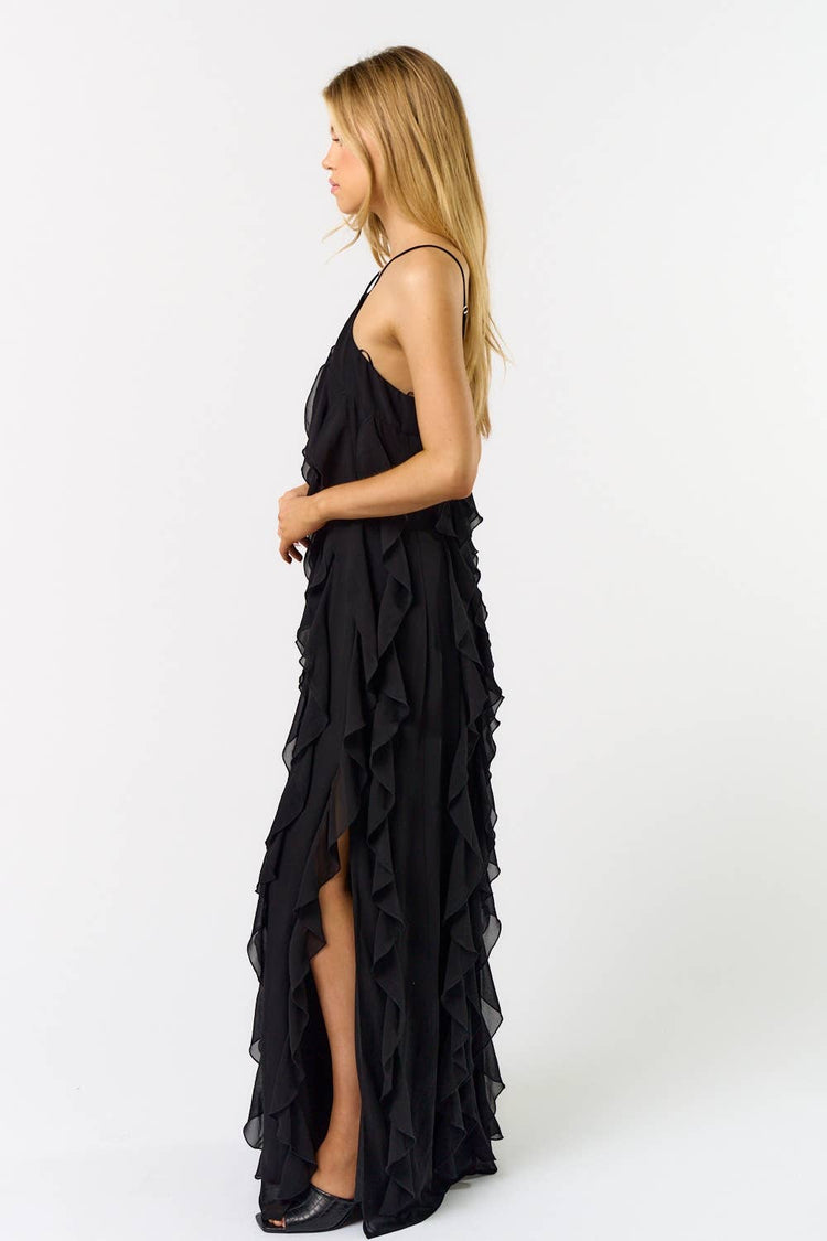 Halter Ruffle Maxi Dress